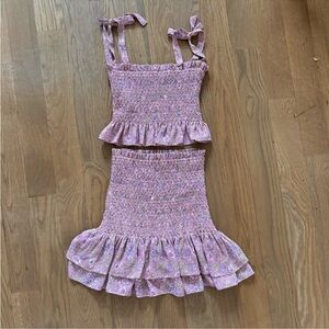 LIKELY Riviera Smocked Floral Print Crop Top and skirt set size XS